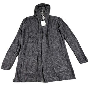Barefoot Dreams CozyChic Lite Resort Cardi Indigo Blue Hooded Cardigan 905 NEW L